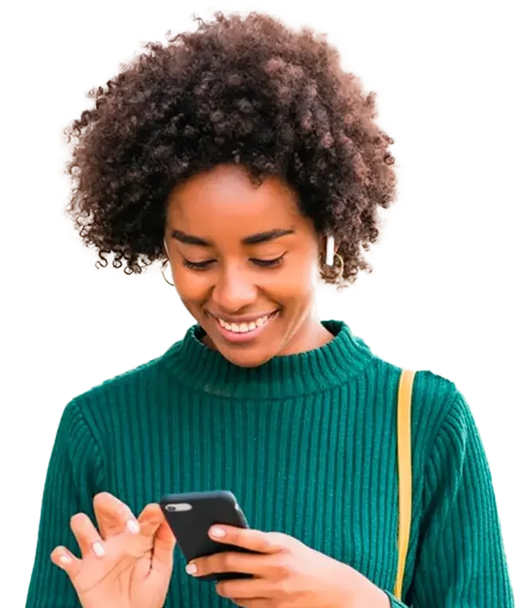 Nigerian business owner logging a sale with FileAm on her phone